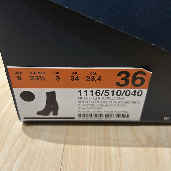 Zara Black Leather Square Toe Boots in Size 6 - Picture 7 of 7